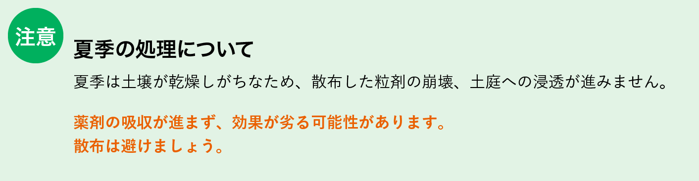 注意：夏は効果が劣る可能性があるので散布は避けましょう